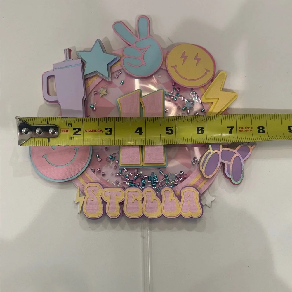 Preppy Shaker Cake Topper: Smiley Face Groovy Party personalized STELLA 11